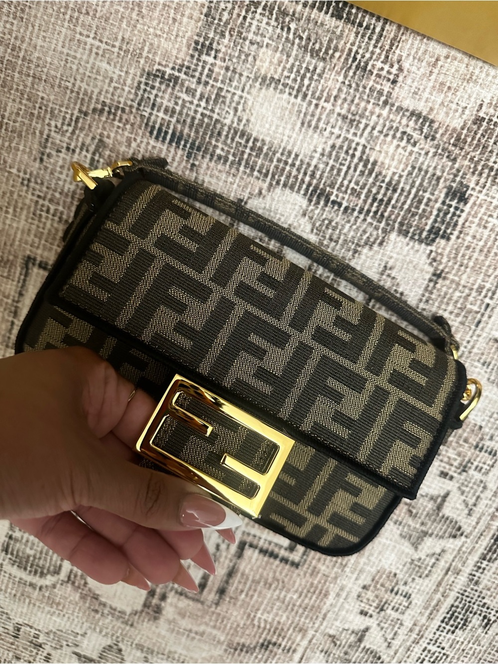 Fendi Brown and Black FF Mini Shoulder Bag